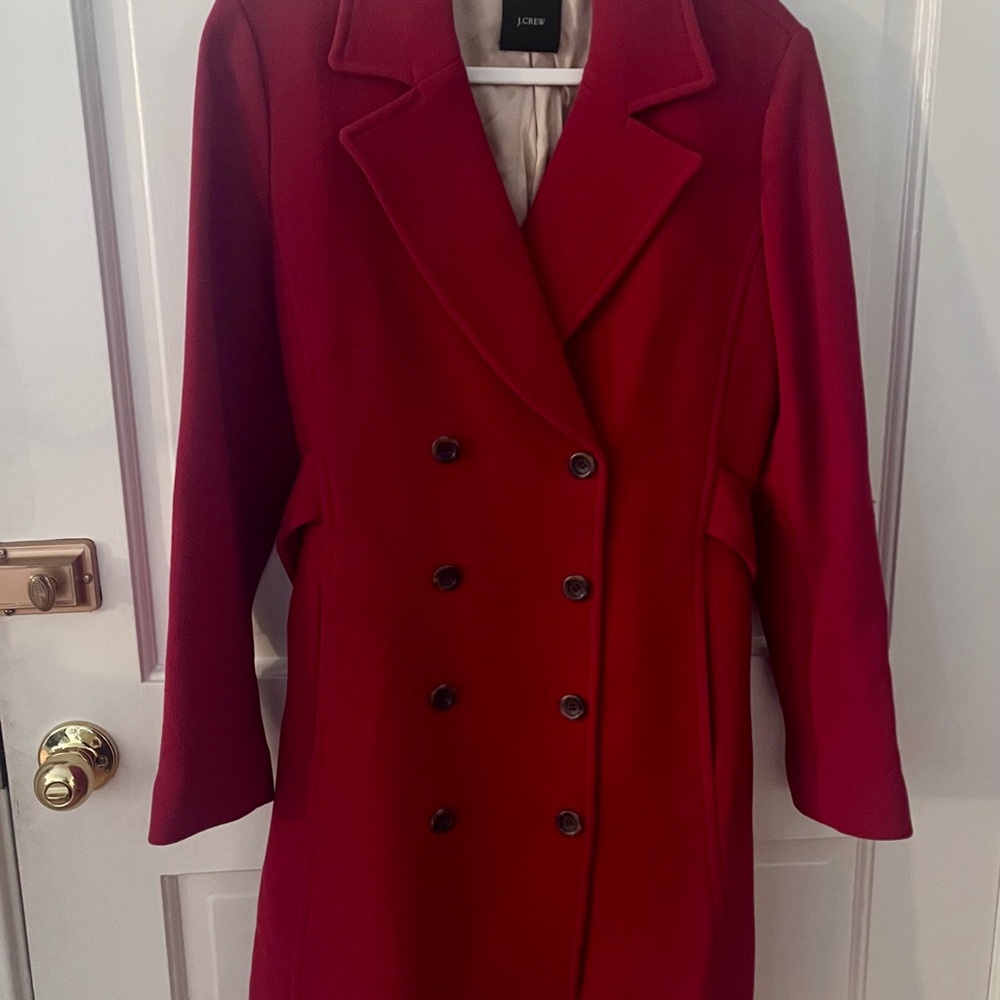 J. Crew Women's Red Double-Breasted Pea Coat